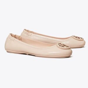 Tory Burch Blush Leather Minnie Travel Ballet Flats Size 6
